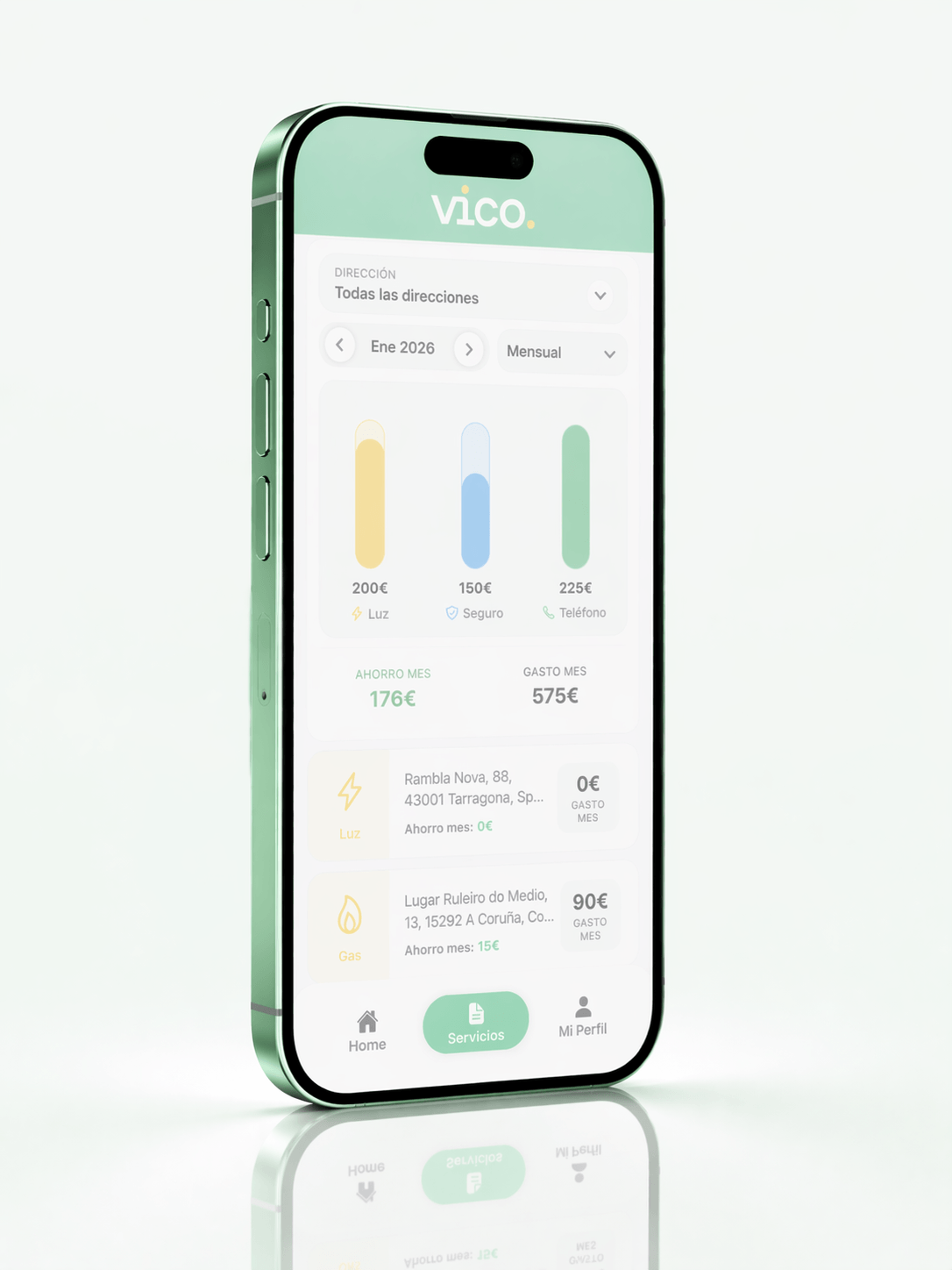VICO App — panel de ahorro