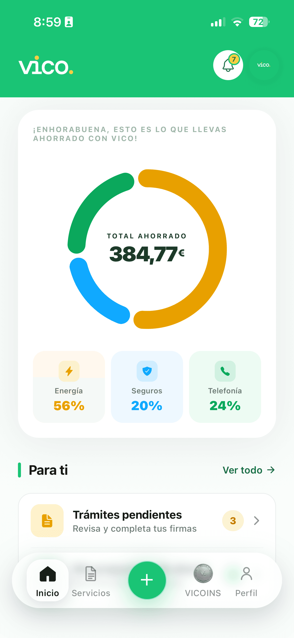 App VICO — tu ahorro