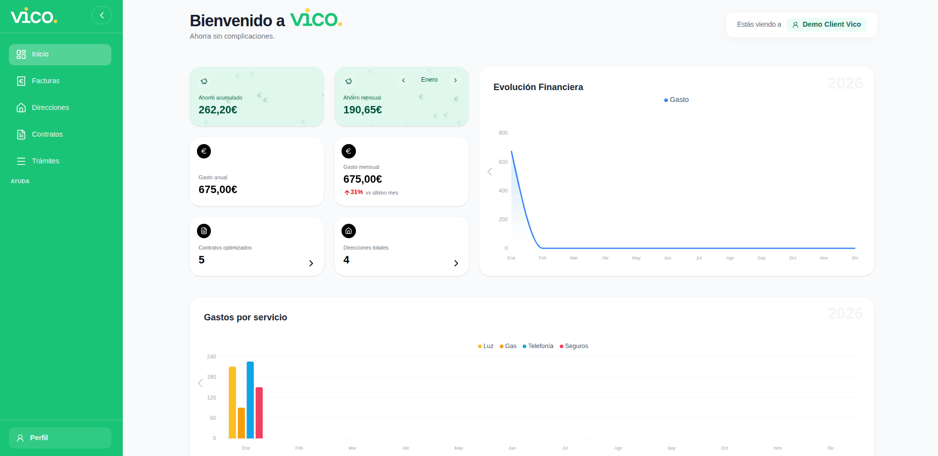 VICO Clientes: Inicio
