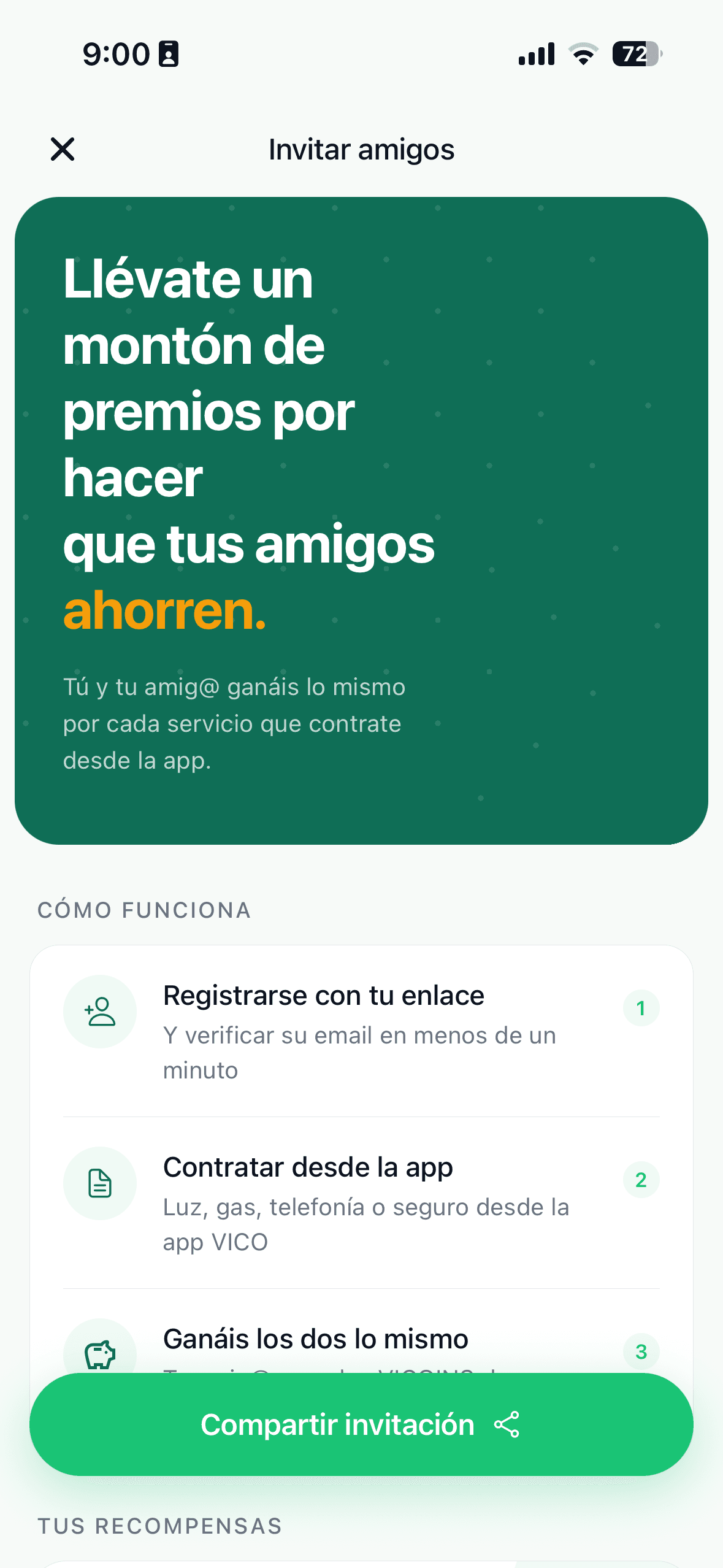 App VICO — invita y gana